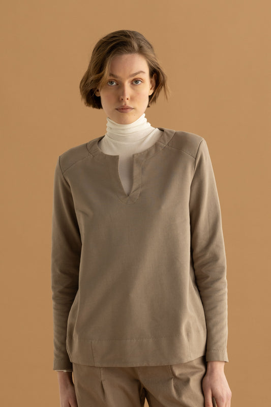 Sweatshirt with Padded Shoulders Garment Dyed 49H0 2250
