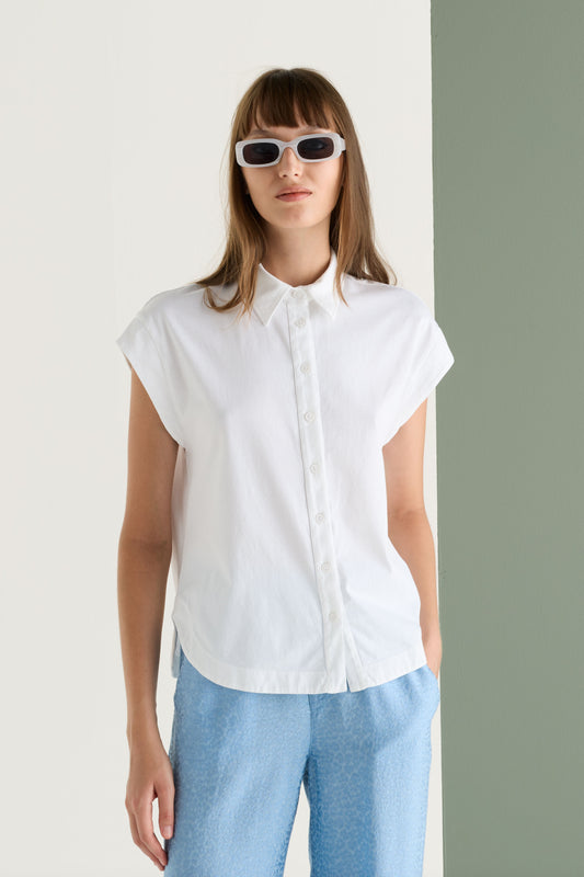 Sleeveless Cotton Shirt Garment Dyed 6590 2791