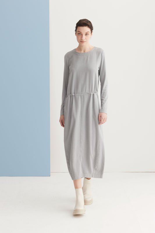 Midi Dress with Drawstring Waist Garment Dyed 18A0 3893