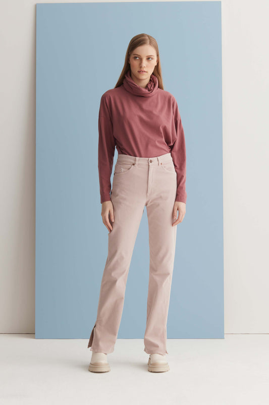 Regular-Fit Pants with Side Slits Garment Dyed 056U 3821