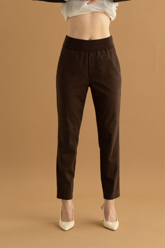 Long Trousers with a High-Waisted Sash Garment Dyed 065U 3838