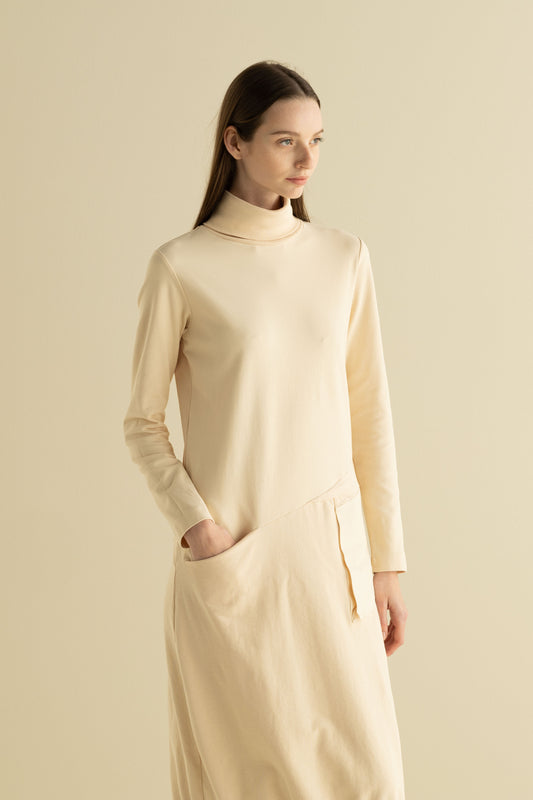 Asymmetric Cut Long Dress Garment Dyed 15YU 2563