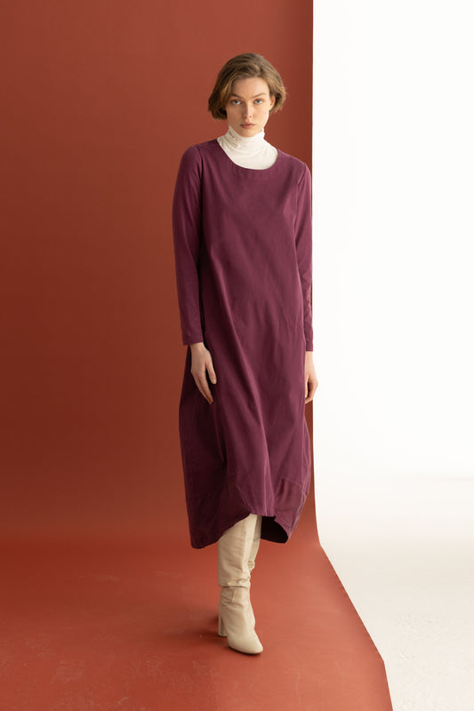 Oval Line Long Dress Cotton Gabardine & Lyocell Garment Dyed 16A0 3795