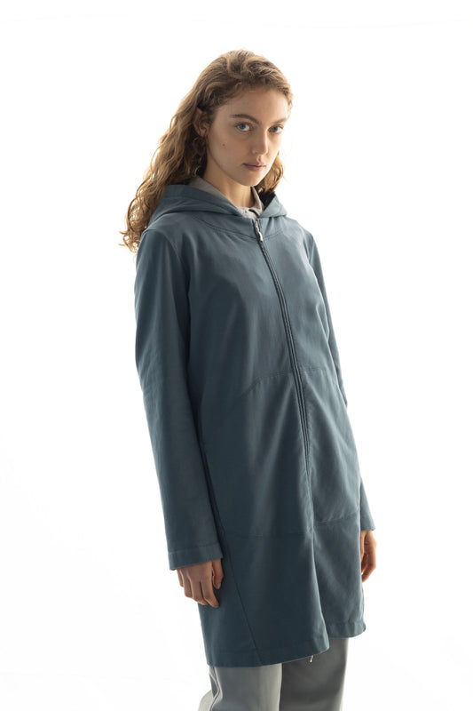 Oversized Hooded Sweatshirt with Zip Garment Dyed 48TU 2250