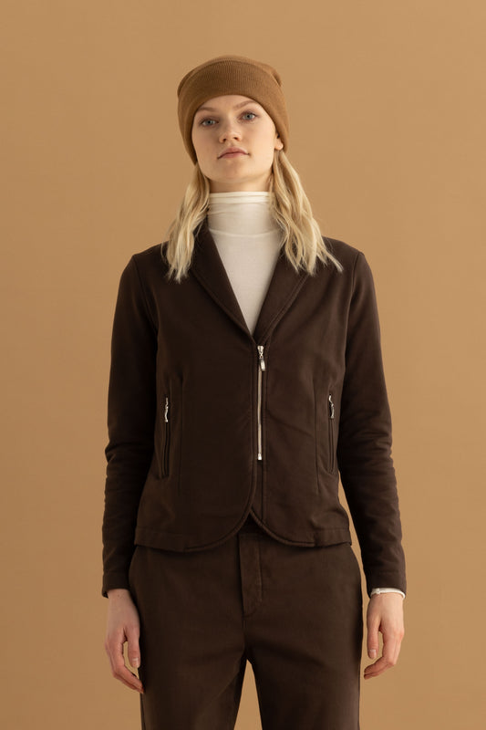Stretch Cotton Fleece Zip-Up Jacket Garment Dyed 58HU 2250