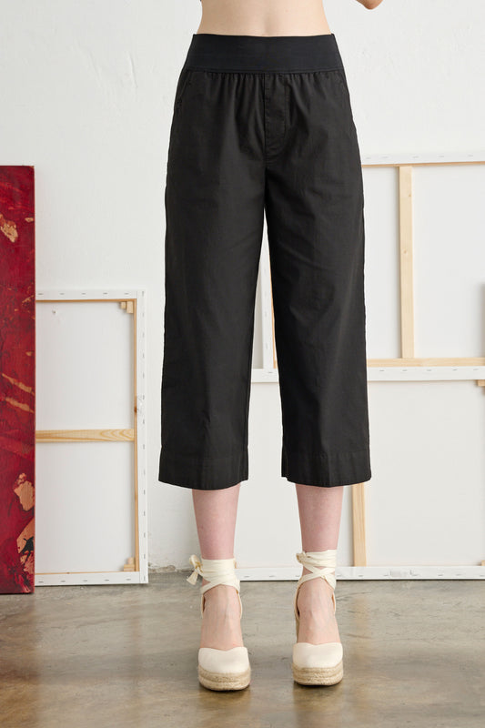 Midi Pants with Jersey Waistband Garment-Dyed 07AU 3217