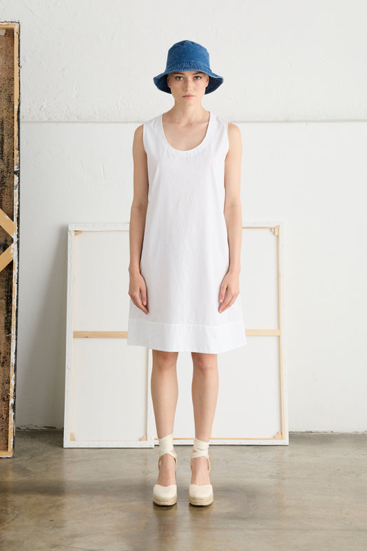 Sleeveless Dress in Poplin and Cotton Garment-Dyed 10L0 3183