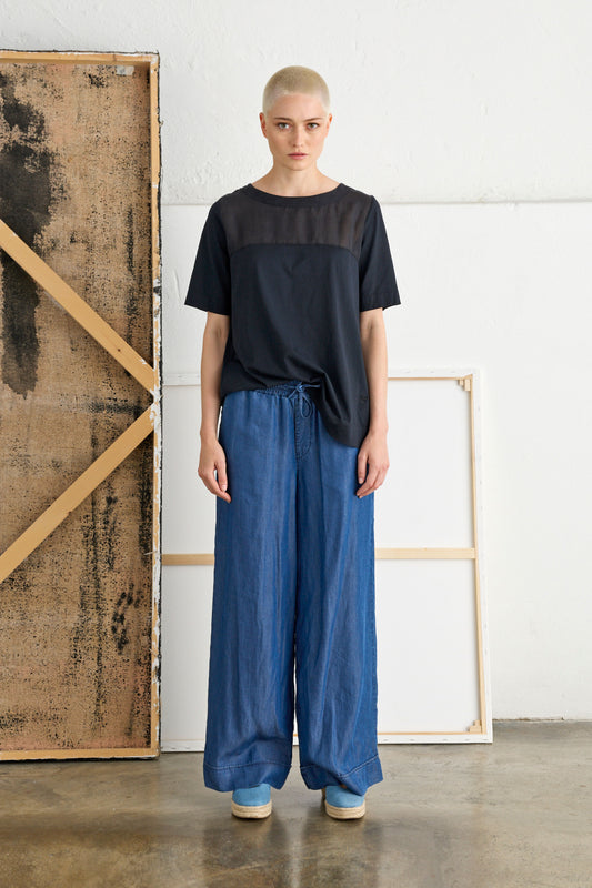 Boat Neck T-Shirt Garment-Dyed - Outfit