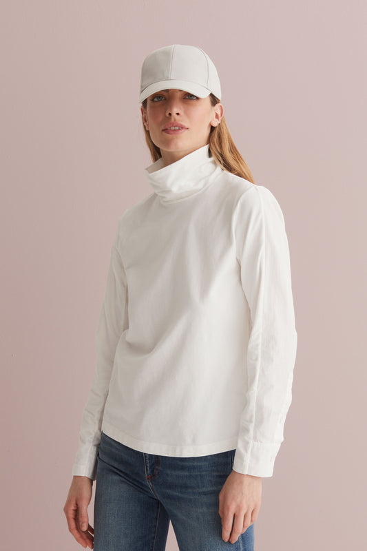 Turtleneck Cotton T-Shirt with Long Sleeves Garment Dyed 38BU 2841