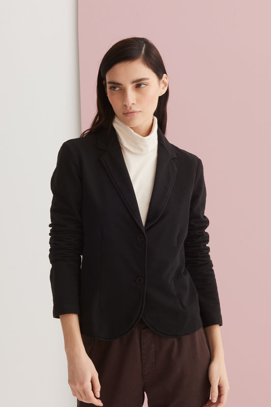 Single-Breasted Short-Line Blazer in Cotton Garment Dyed 57NU 2261