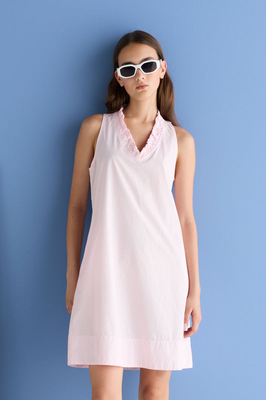 Sleeveless Cotton Mini-Dress Garment Dyed 10YU 3183
