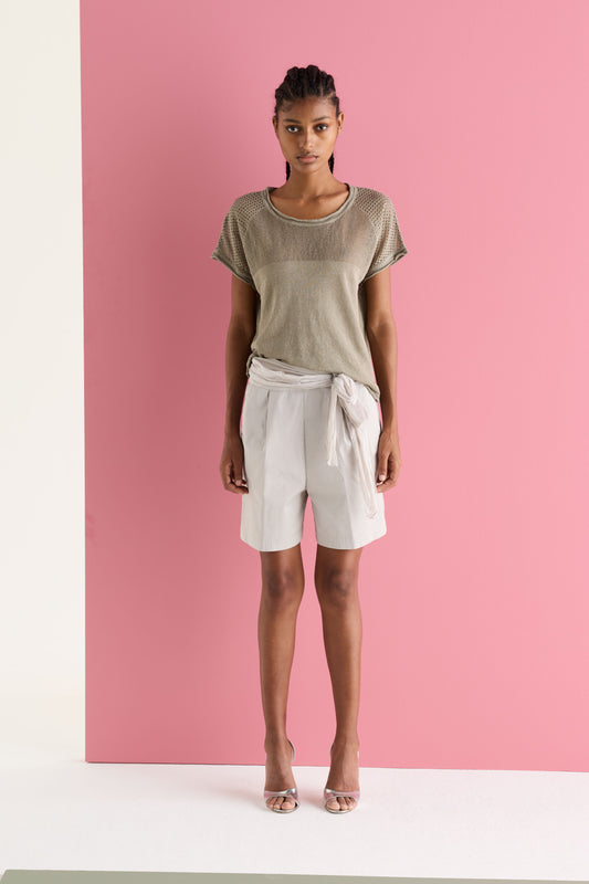 Relaxed-Fit Linen Top with Short Sleeves M530 9500