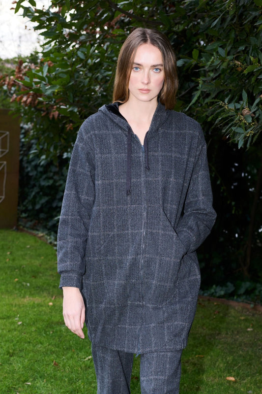 Herringbone jacquard Overfit hoodie sweatshirt with lurex 47R0 8494