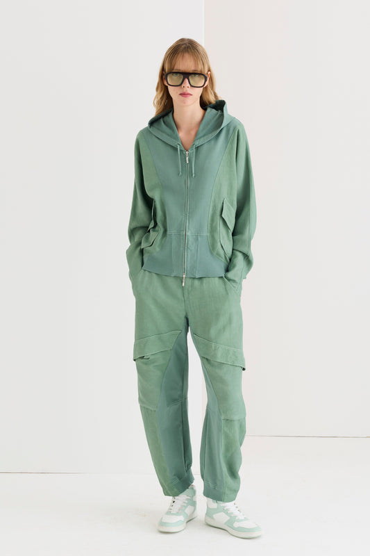 Pantaloni cargo in lino e viscosa 050U 7083