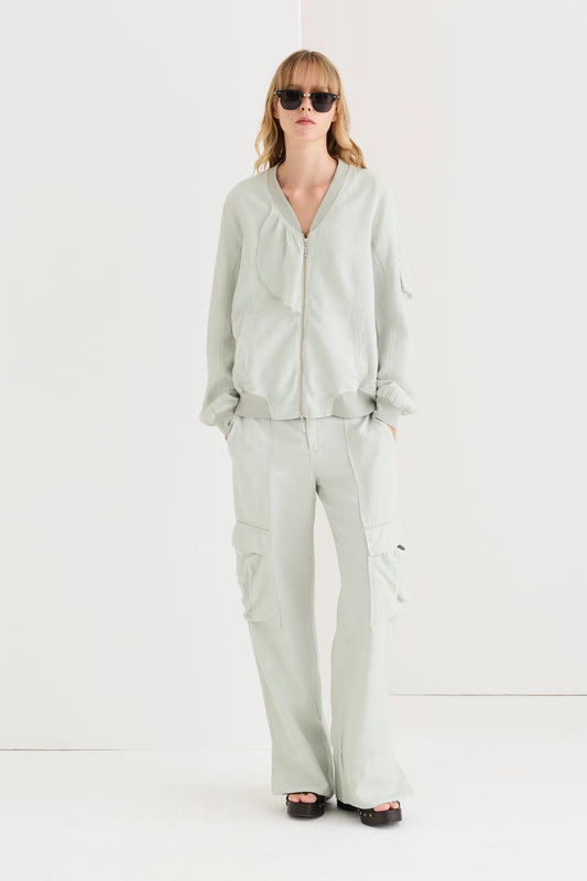 Pantaloni cargo in lino e viscosa 0510 7083