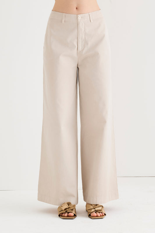 Pantaloni a gamba larga in cotone elasticizzato 06CU 3444