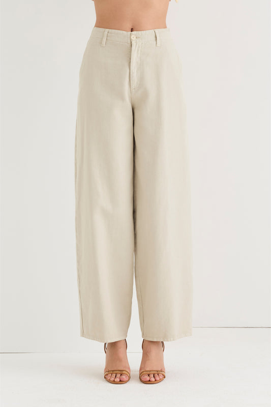 Pantaloni barrel-leg in drill di cotone e lyocell 079U 3751