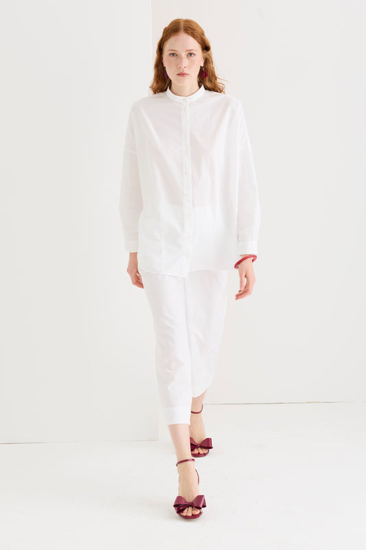 Pantaloni cropped in popeline di cotone 07AU 3101