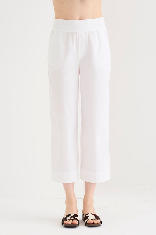 Pantaloni cropped in popeline di cotone 07AU 3101