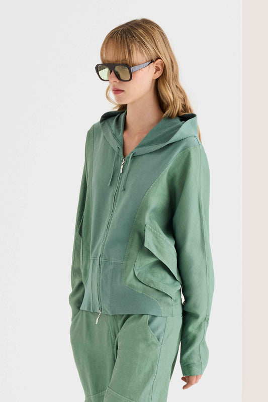 Hoodie sweatshirt in viscose, cotton and linen 47G0 7083