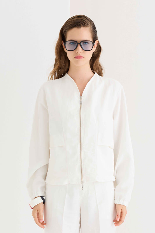 Bomber jacket in cotton, linen and viscose 5950 7083