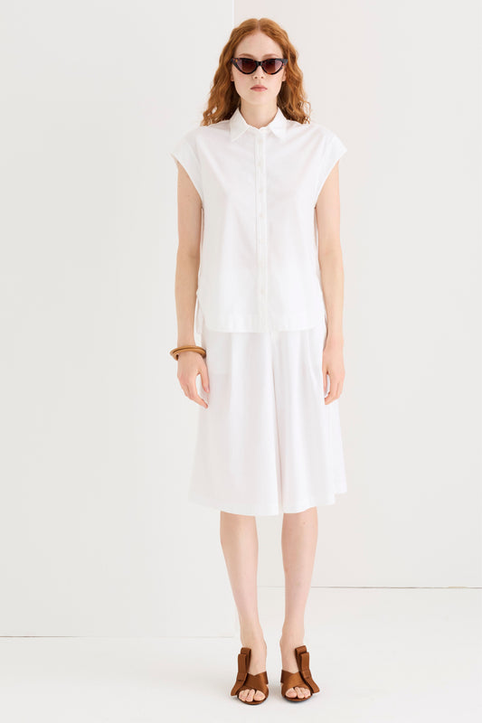 Camicia senza maniche in jersey di cotone con carré in voile di cotone 659U 2791