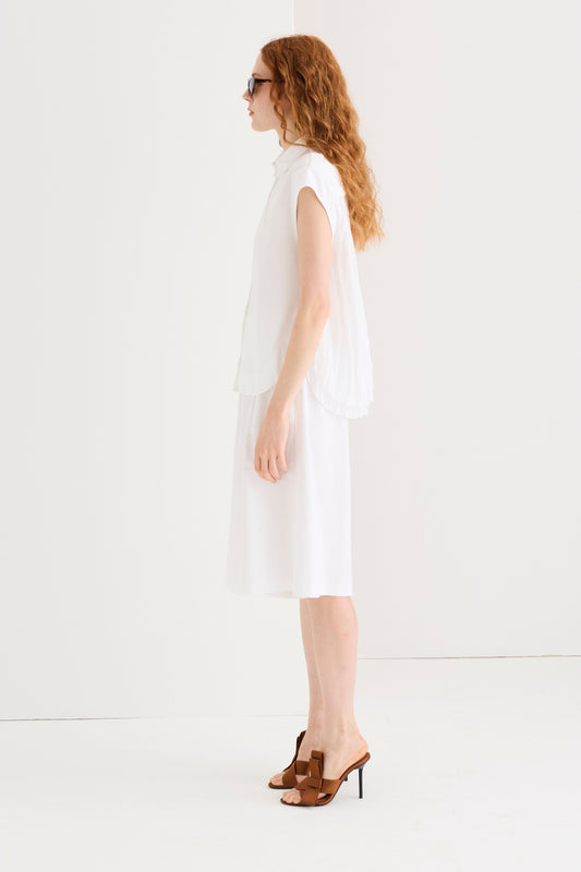 Camicia senza maniche in jersey di cotone con carré in voile di cotone 659U 2791