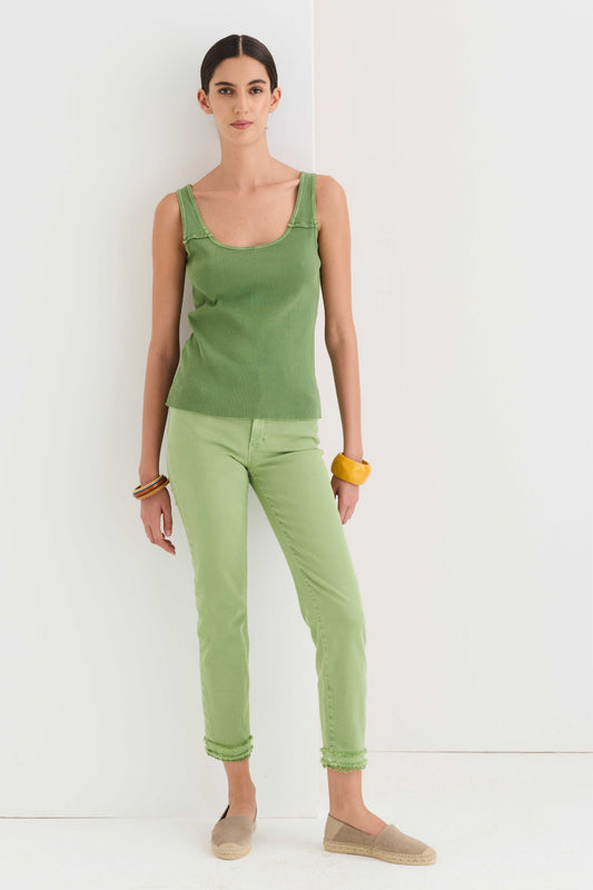 Stretch Cotton trousers with ankle details 08T0 3881