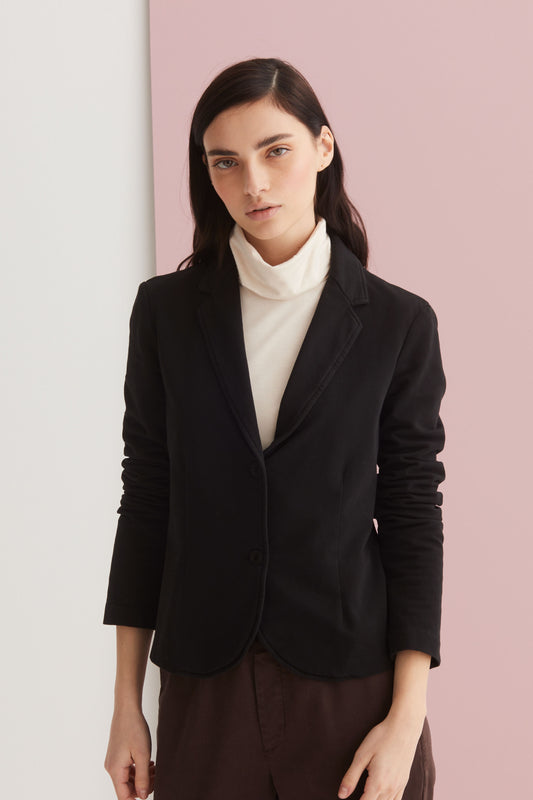 Single-Breasted Short-Line Blazer in Cotton Garment Dyed 57NU 2261