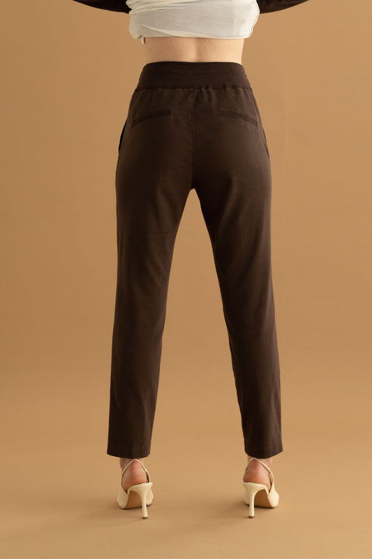 European Culture - Long trousers with a high-waisted sash - Back