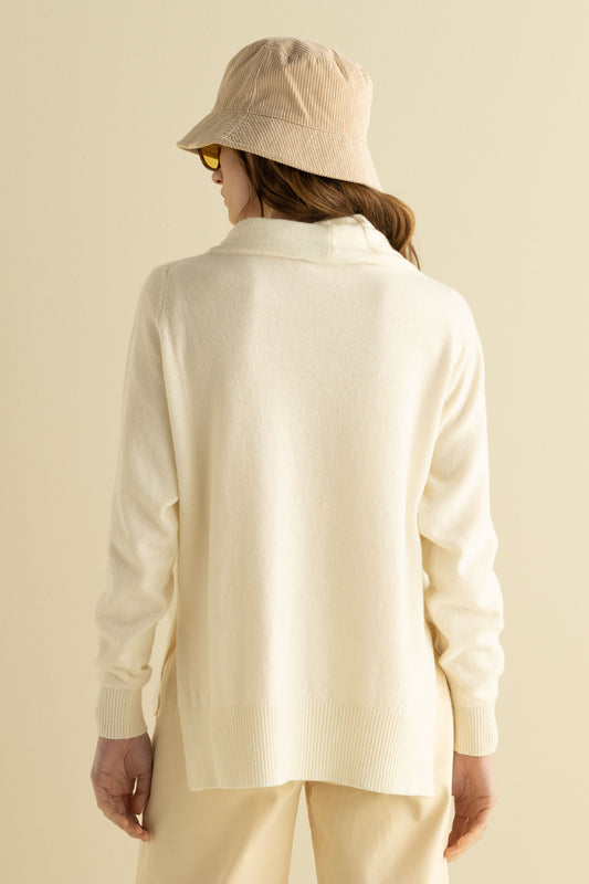 European Culture - Long-Sleeve Sweater with Side Slits - Back