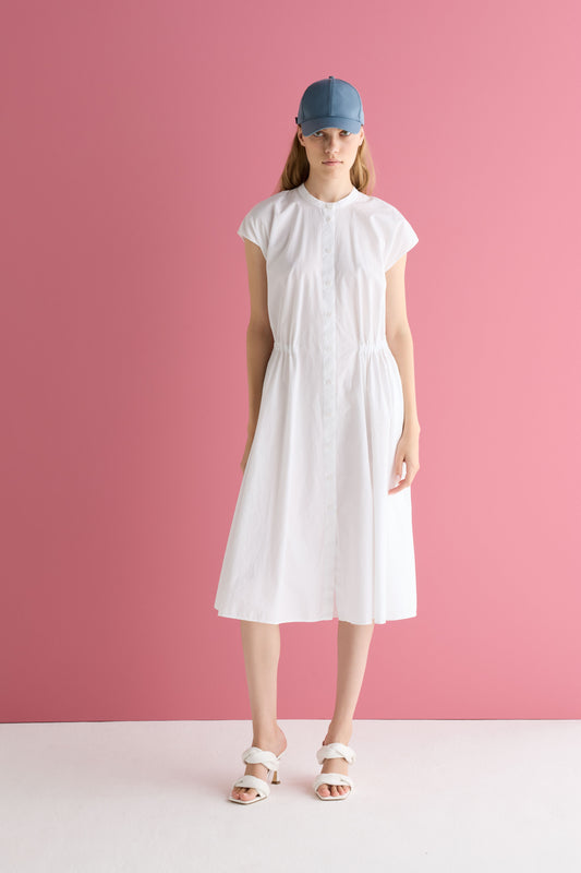 Cotton Midi Dress with Drawstring Waist Garment Dyed 1430 3183