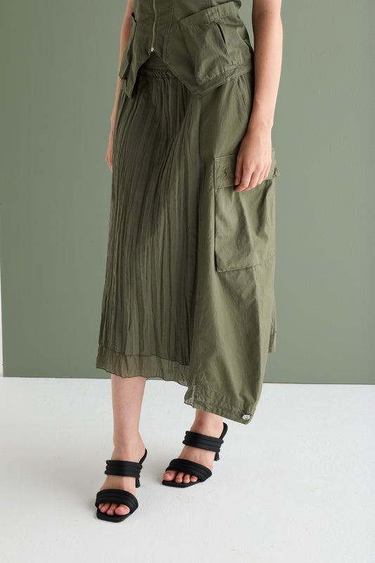 Asymmetrical Long Skirt Garment Dyed 25AU 7504
