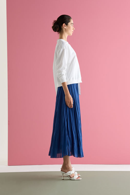 Pleated Midi Skirt with Elasticated Waist Garment Dyed 26L0 7504