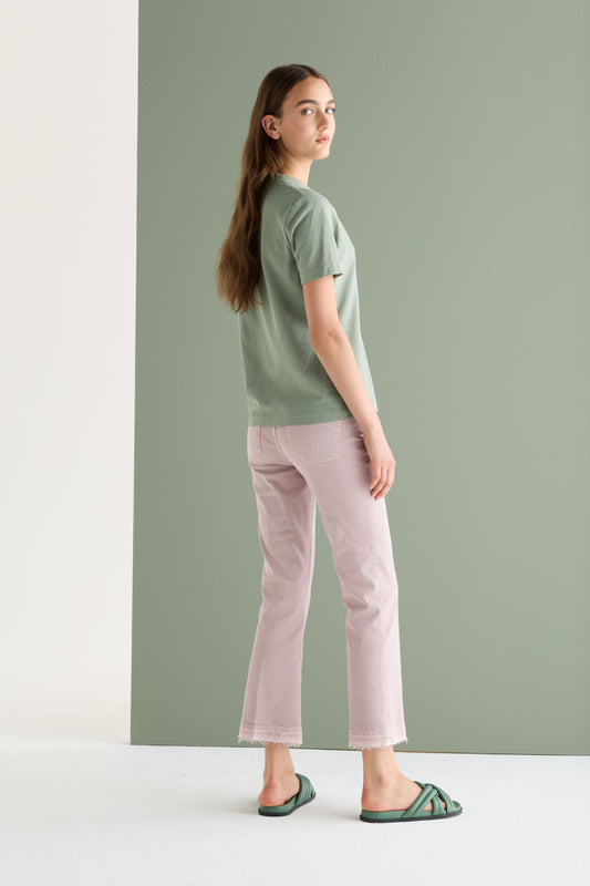 Flared Trousers with Fringe Garment Dyed 059U 3881