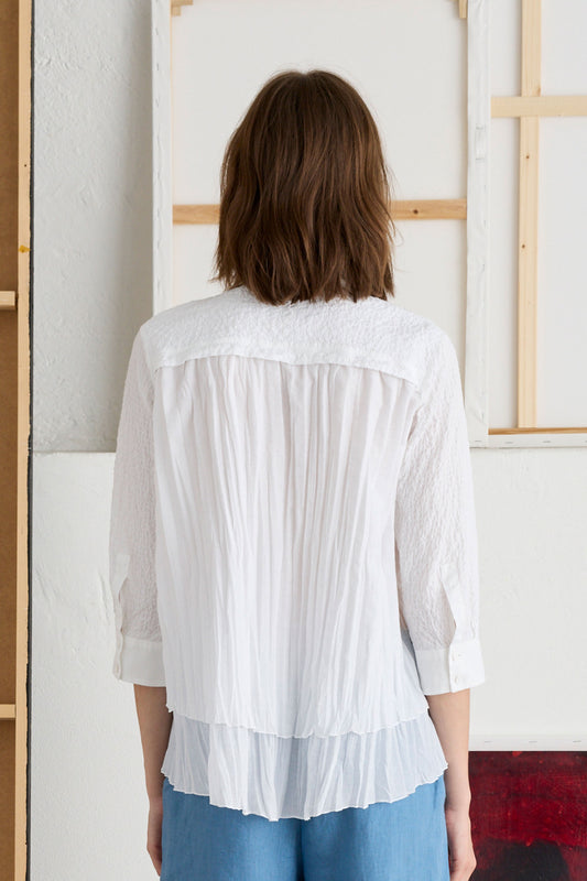 Shirt with Flounces Garment-Dyed - Back