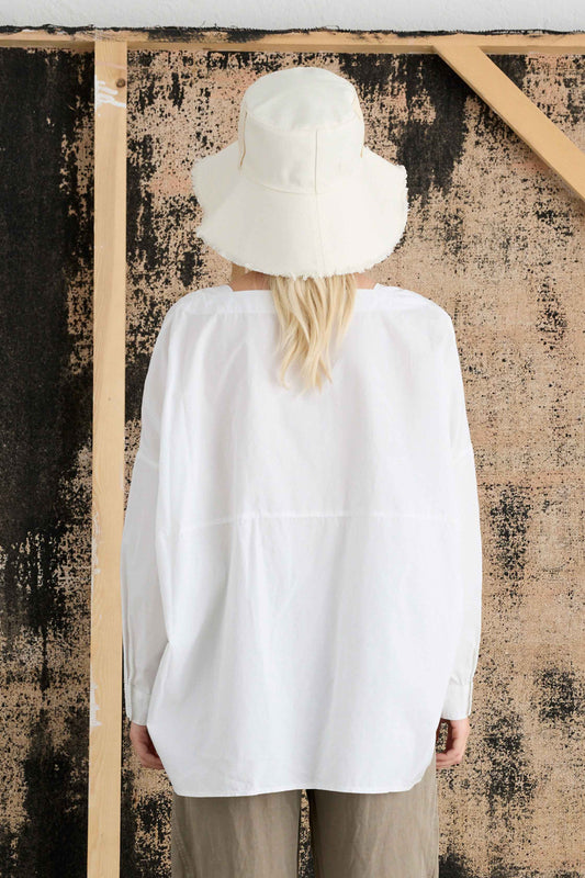 Oversized Cotton Poplin Shirt Garment-Dyed - Back