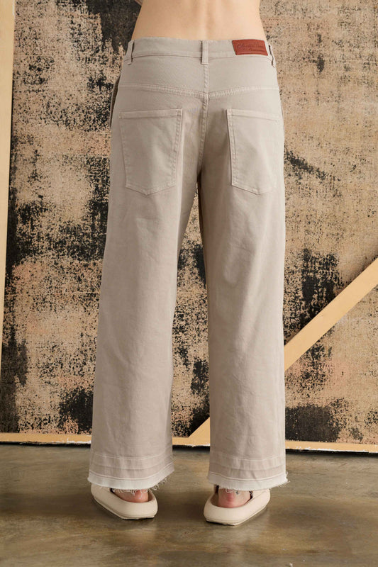 Wide Leg Pants in Stretch Cotton Garment-Dyed - Back